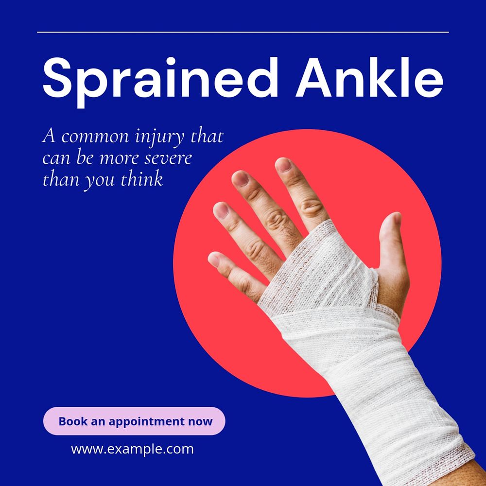 Sprained ankle Instagram post template, editable text