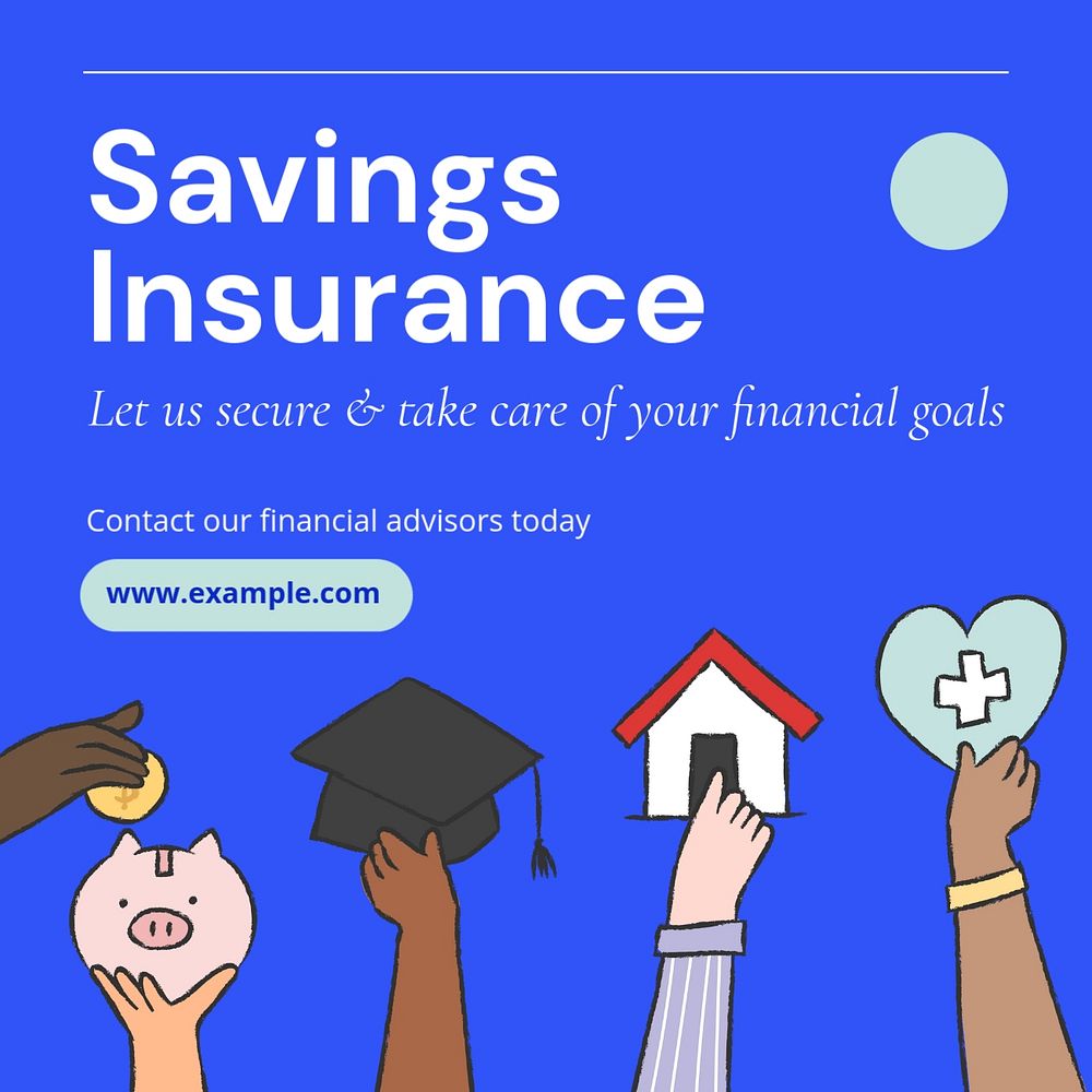 Savings insurance Instagram post template, editable text