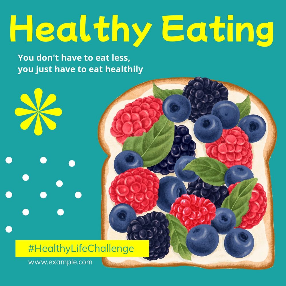 Healthy eating Instagram post template, editable text