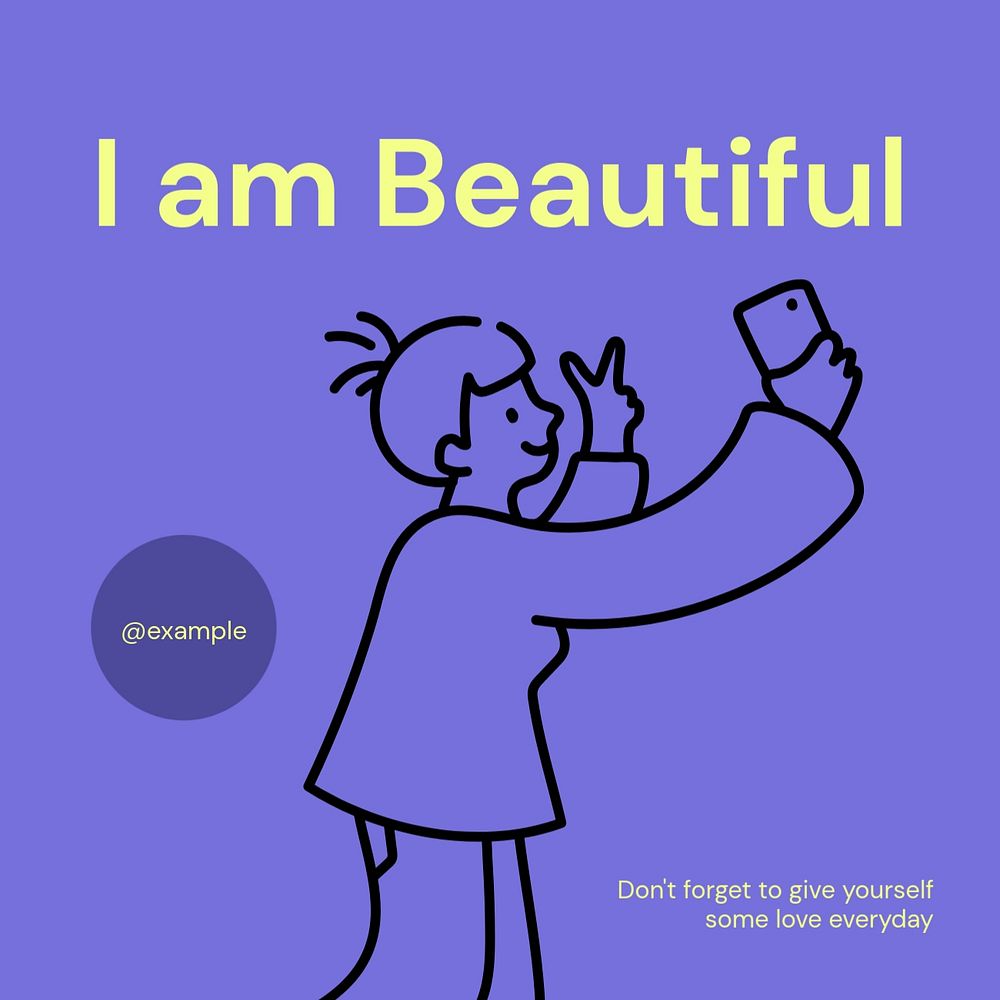 Self affirmation Instagram post template, editable text