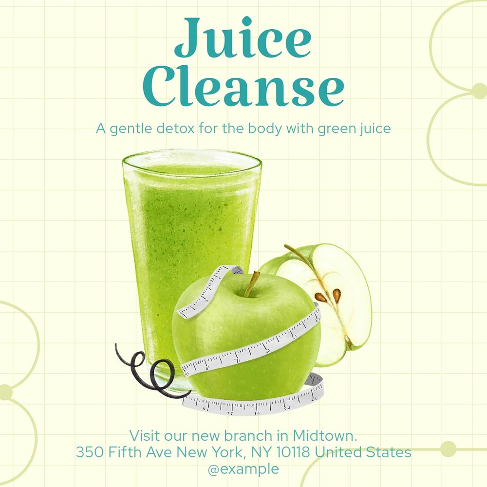 Juice cleanse Instagram post template, editable text