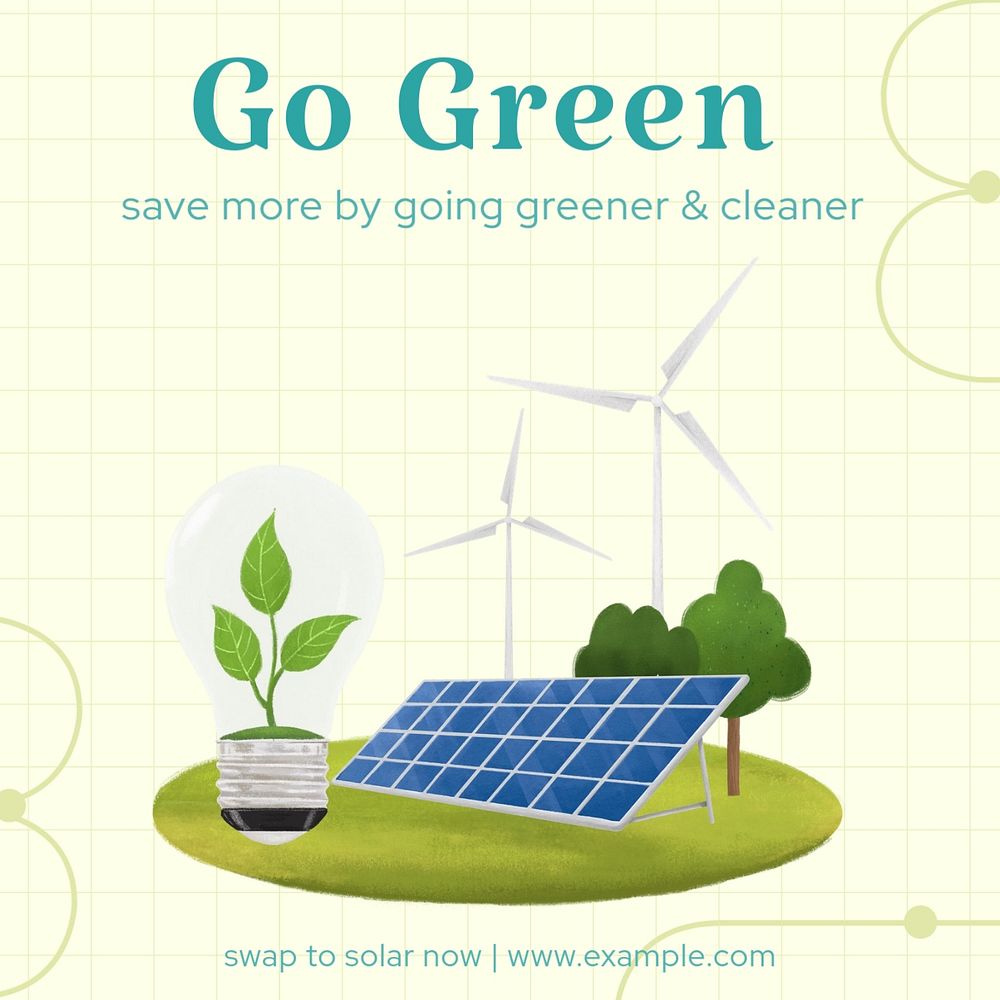 Go green Instagram post template, editable text