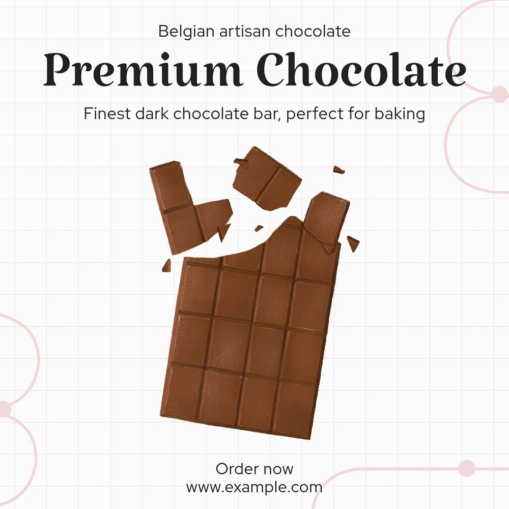 Belgian premium chocolate Instagram post template, editable text