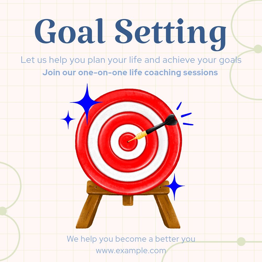 Goal setting Instagram post template, editable text