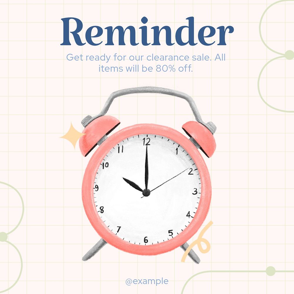 Sale reminder Instagram post template, editable text