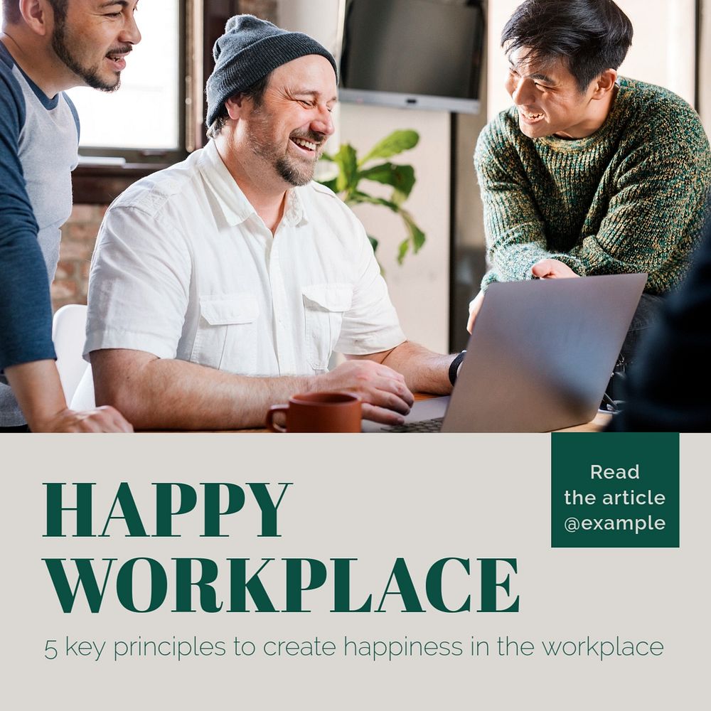 Happy workplace Instagram post template, editable text