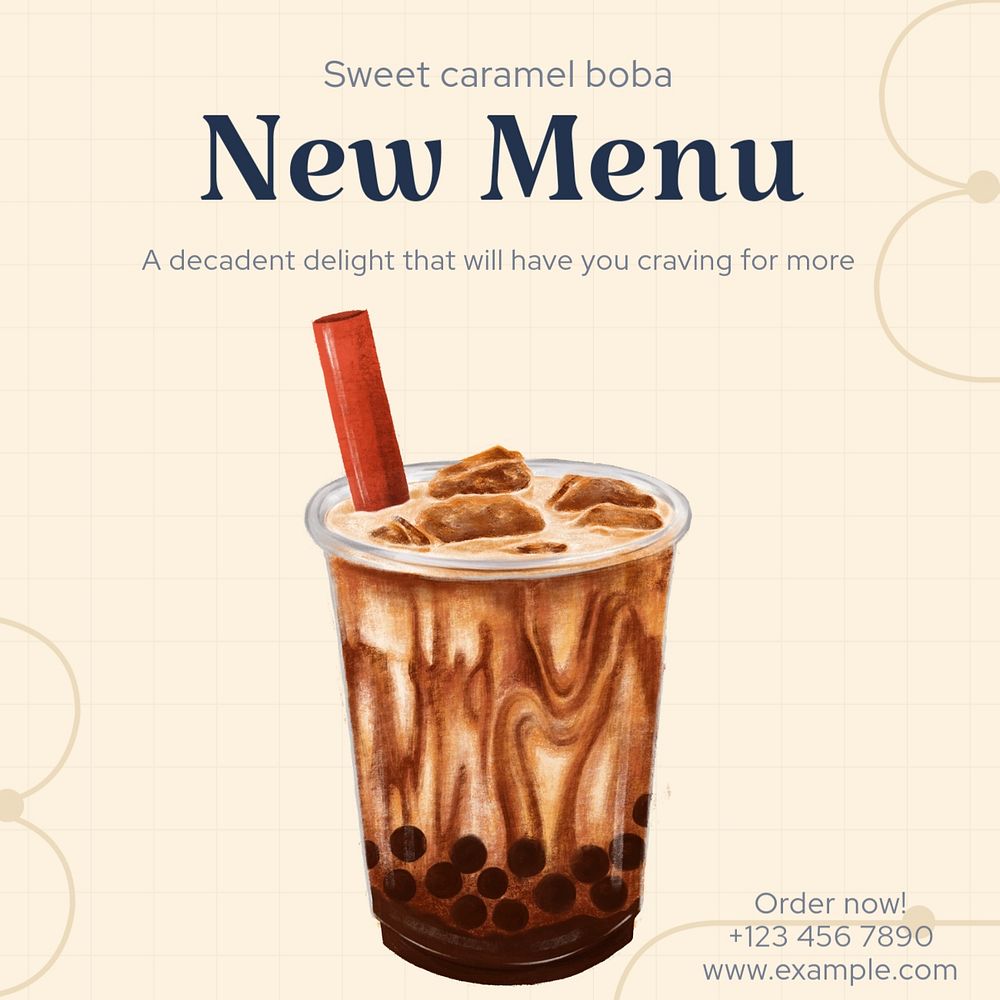 New drink menu Instagram post template, editable text