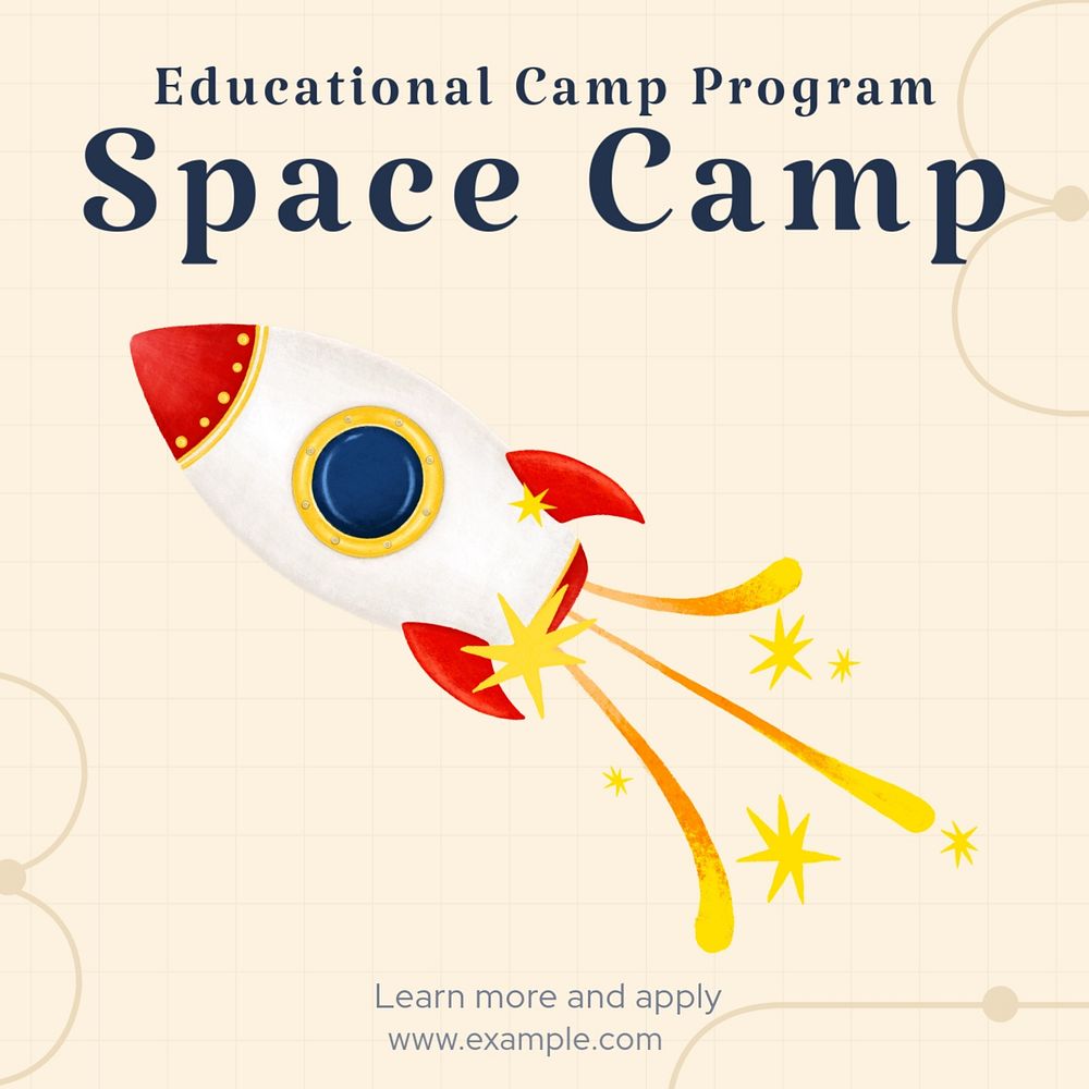 Space camp background Instagram post template, editable text