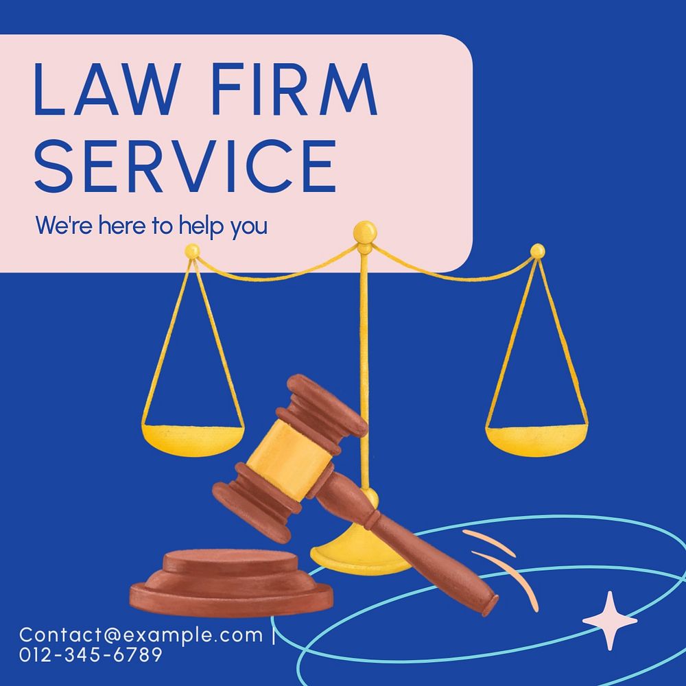 Law firm service Instagram post template, editable text