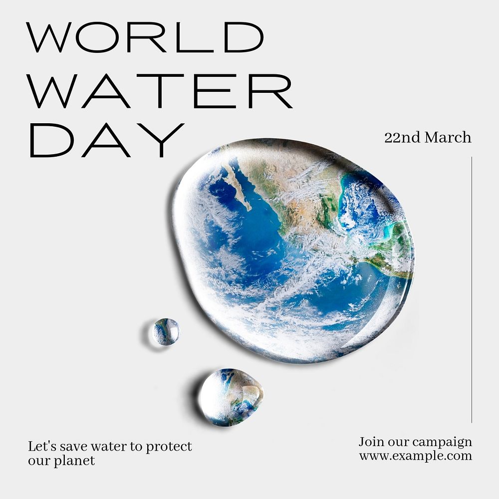 World Water Day Instagram post template, editable text