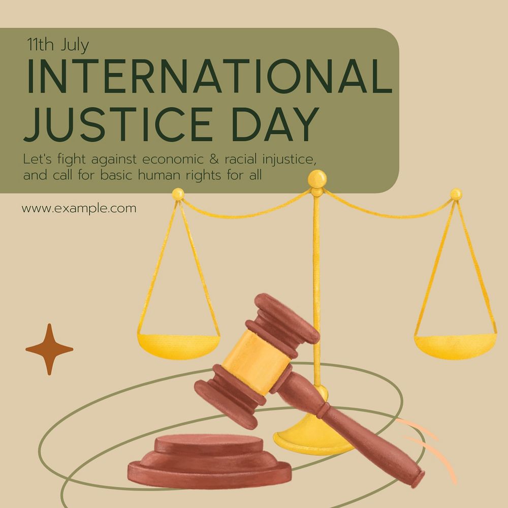 International justice day Instagram post template, editable text