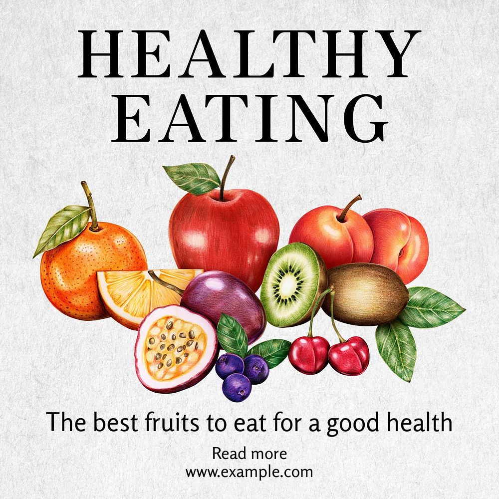 Healthy eating Instagram post template, editable text