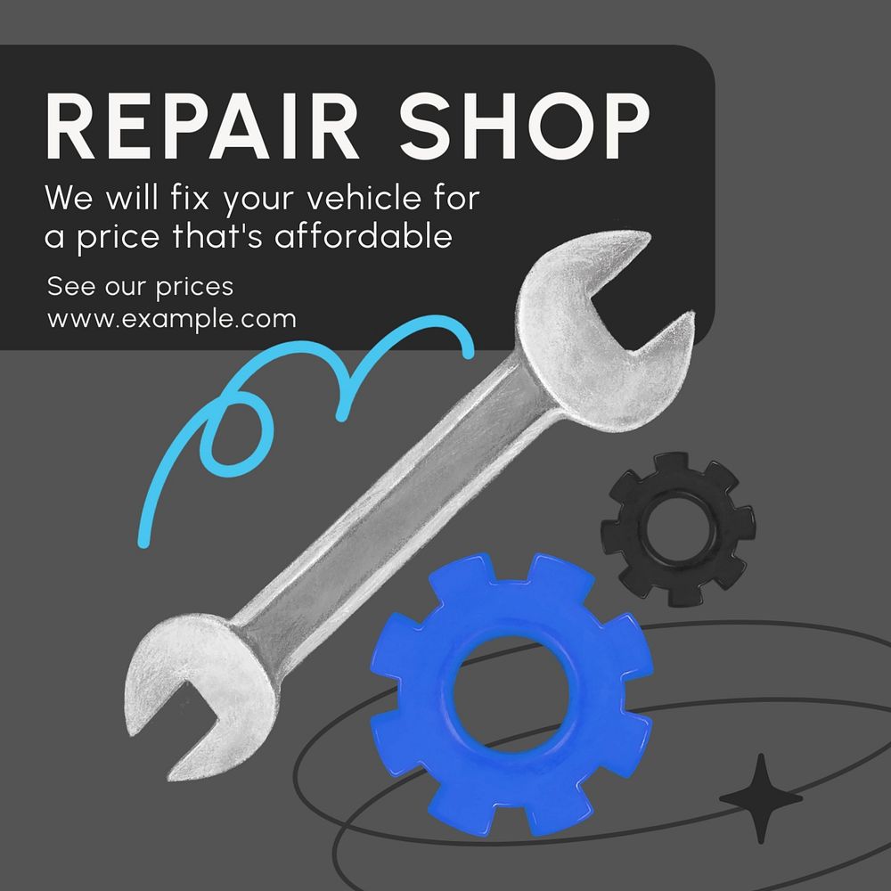 Repair shop Instagram post template, editable text