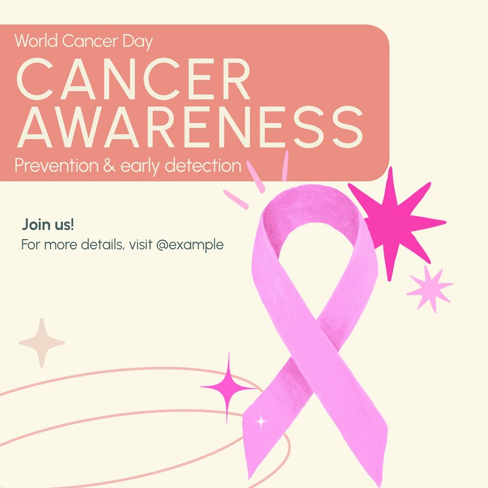 Cancer awareness Instagram post template, editable text