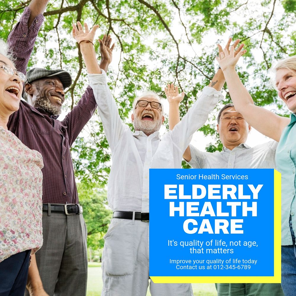 Elderly healthcare Instagram post template, editable text