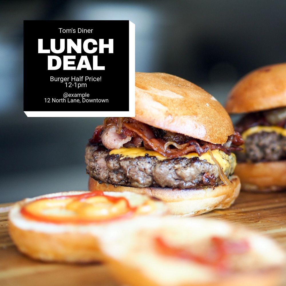 Lunch deal Instagram post template, editable text