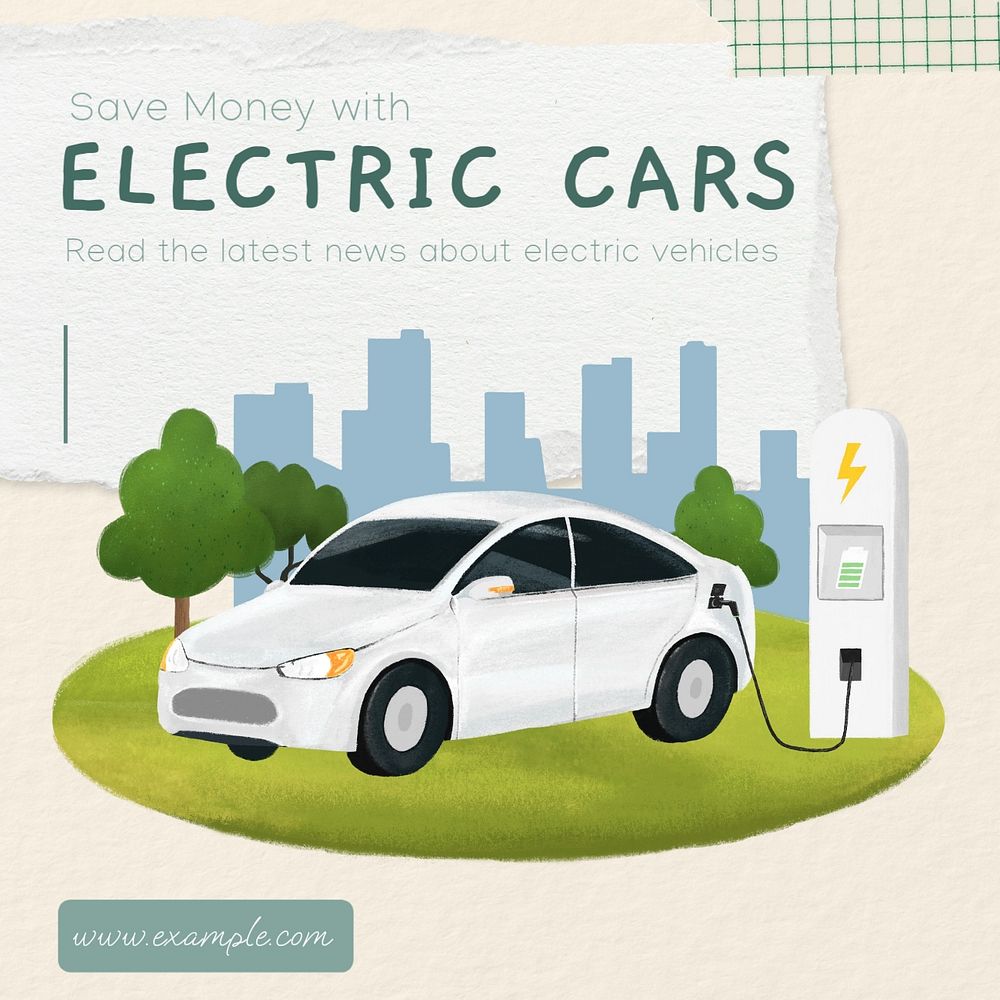 Electric cars, EV Instagram post template, editable text