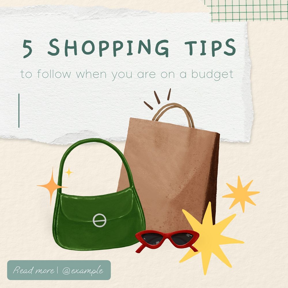 Shopping tips Instagram post template, editable text