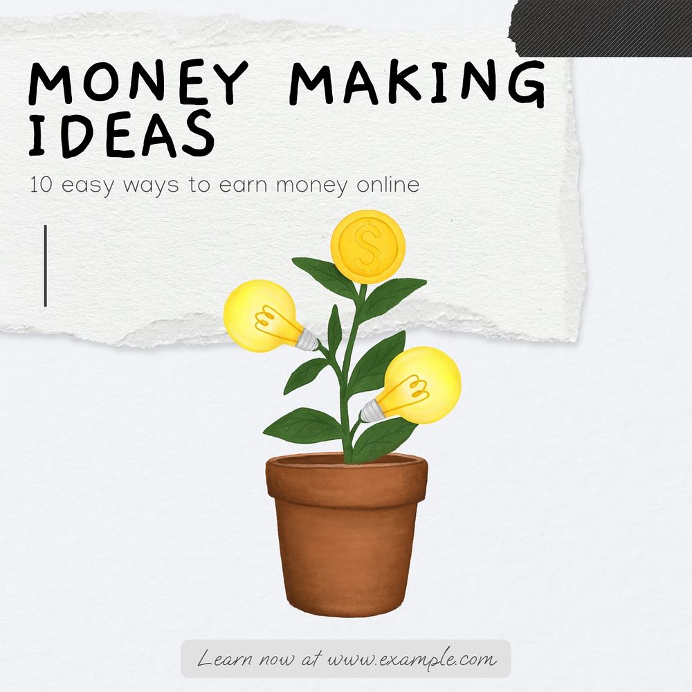 Money making ideas Instagram post template, editable text