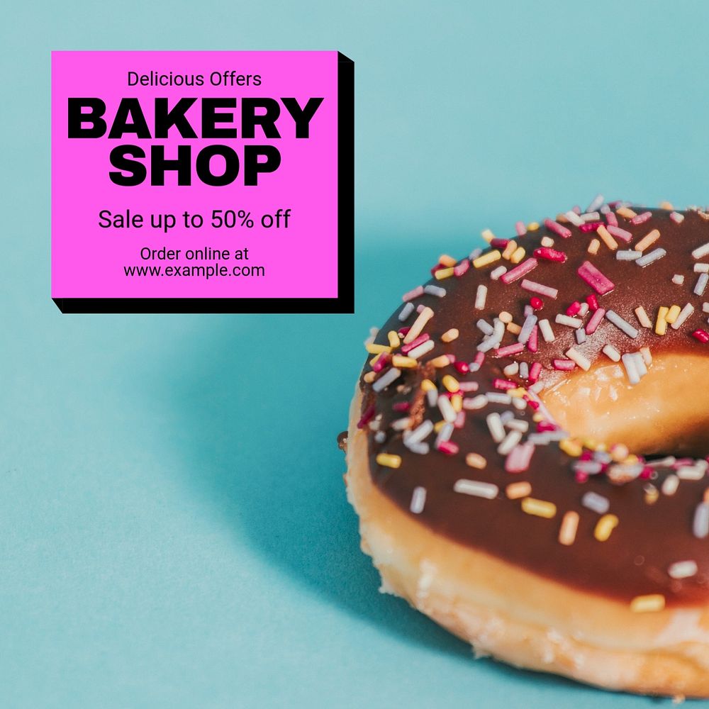 Bakery shop Instagram post template, editable text