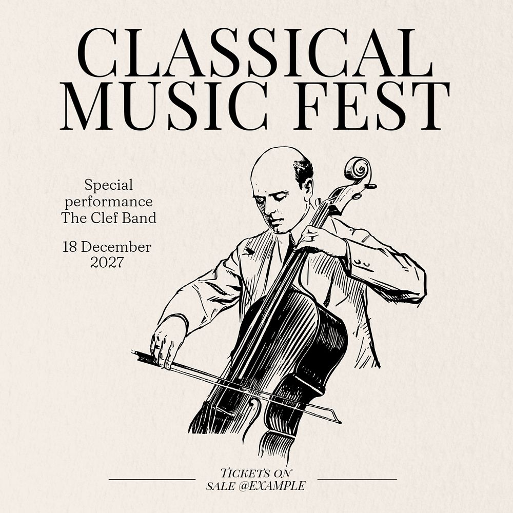 Classical music fest Instagram post template, editable text