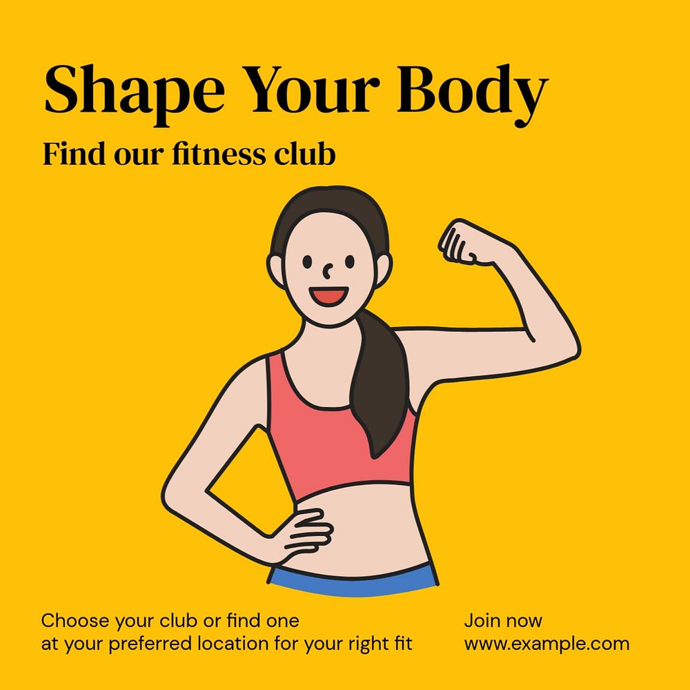 Shape your body Instagram post template, editable text