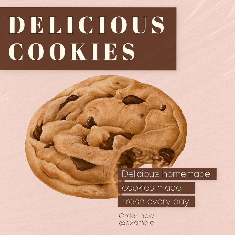 Delicious cookies Instagram post template, editable text