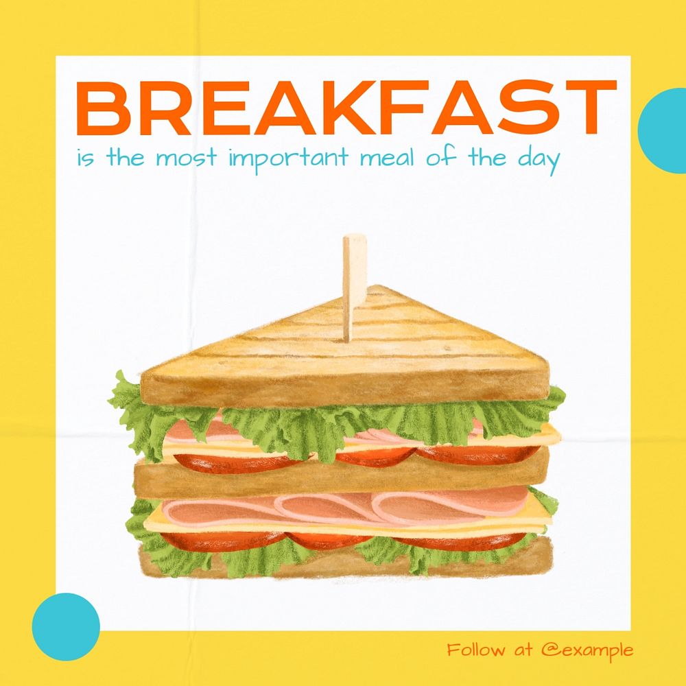 Breakfast Instagram post template, editable text