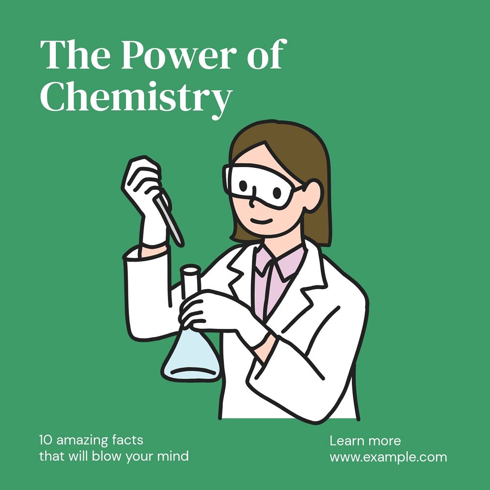 Chemistry power Instagram post template, editable text