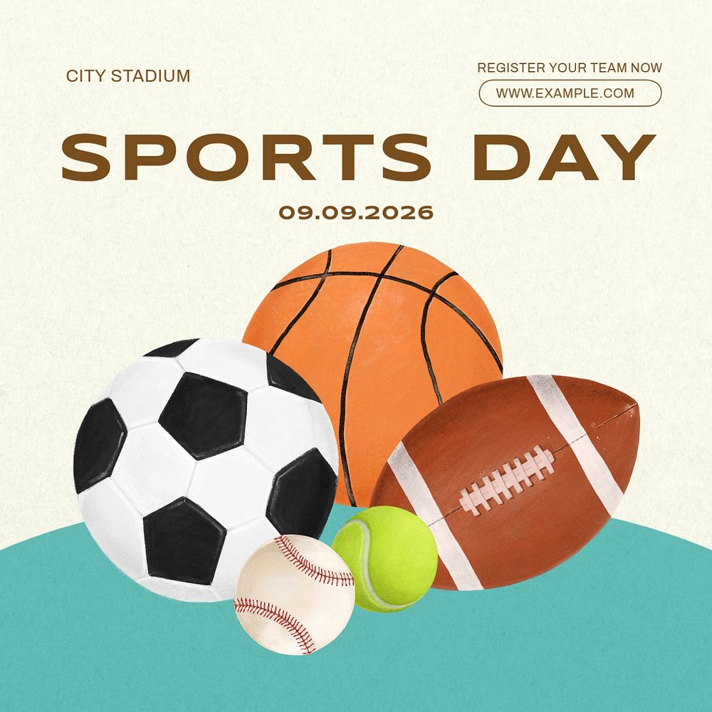 Sports day Instagram post template, editable text