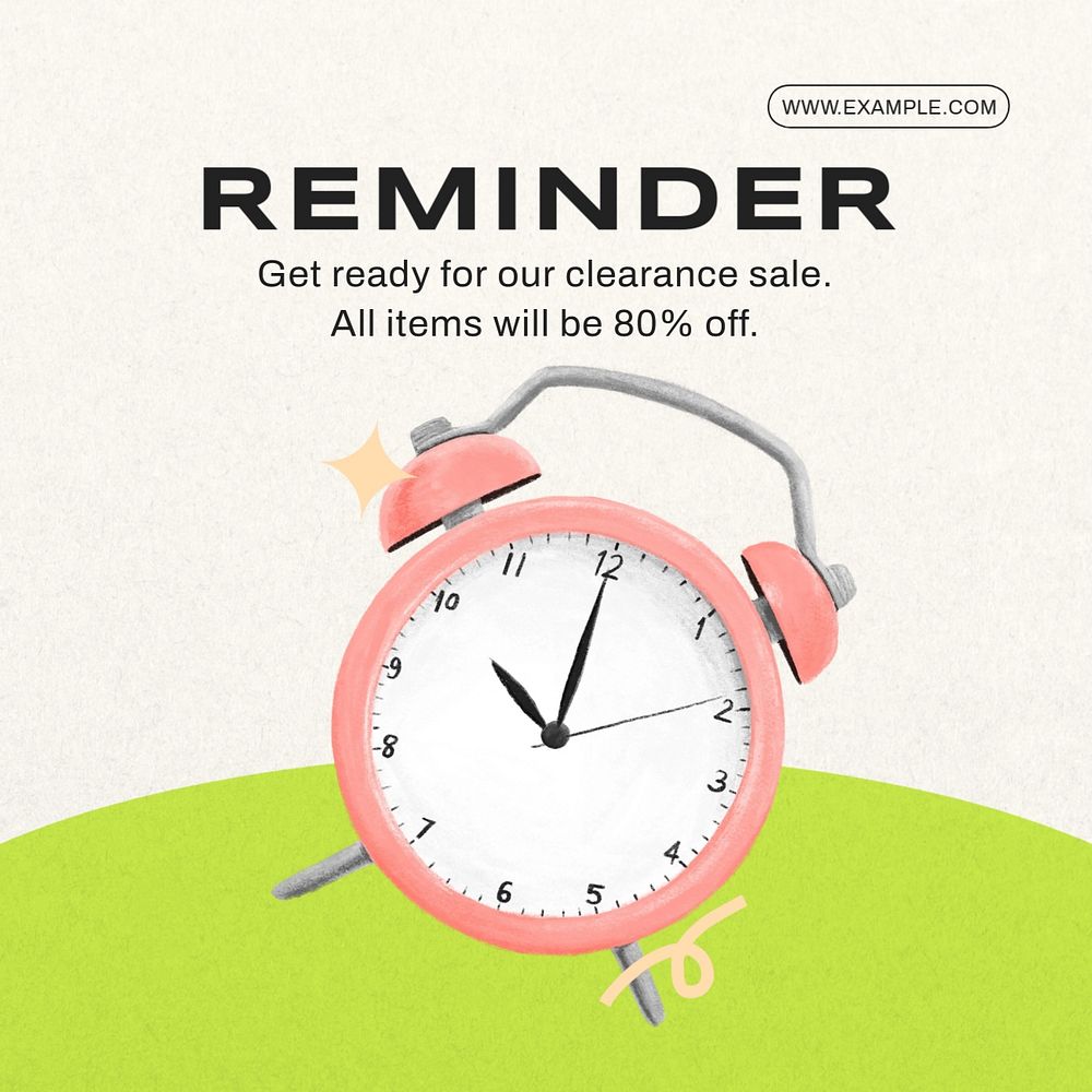 Sale reminder Instagram post template, editable text