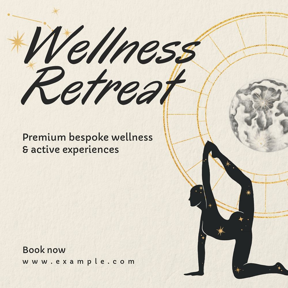 Wellness retreat Instagram post template, editable text