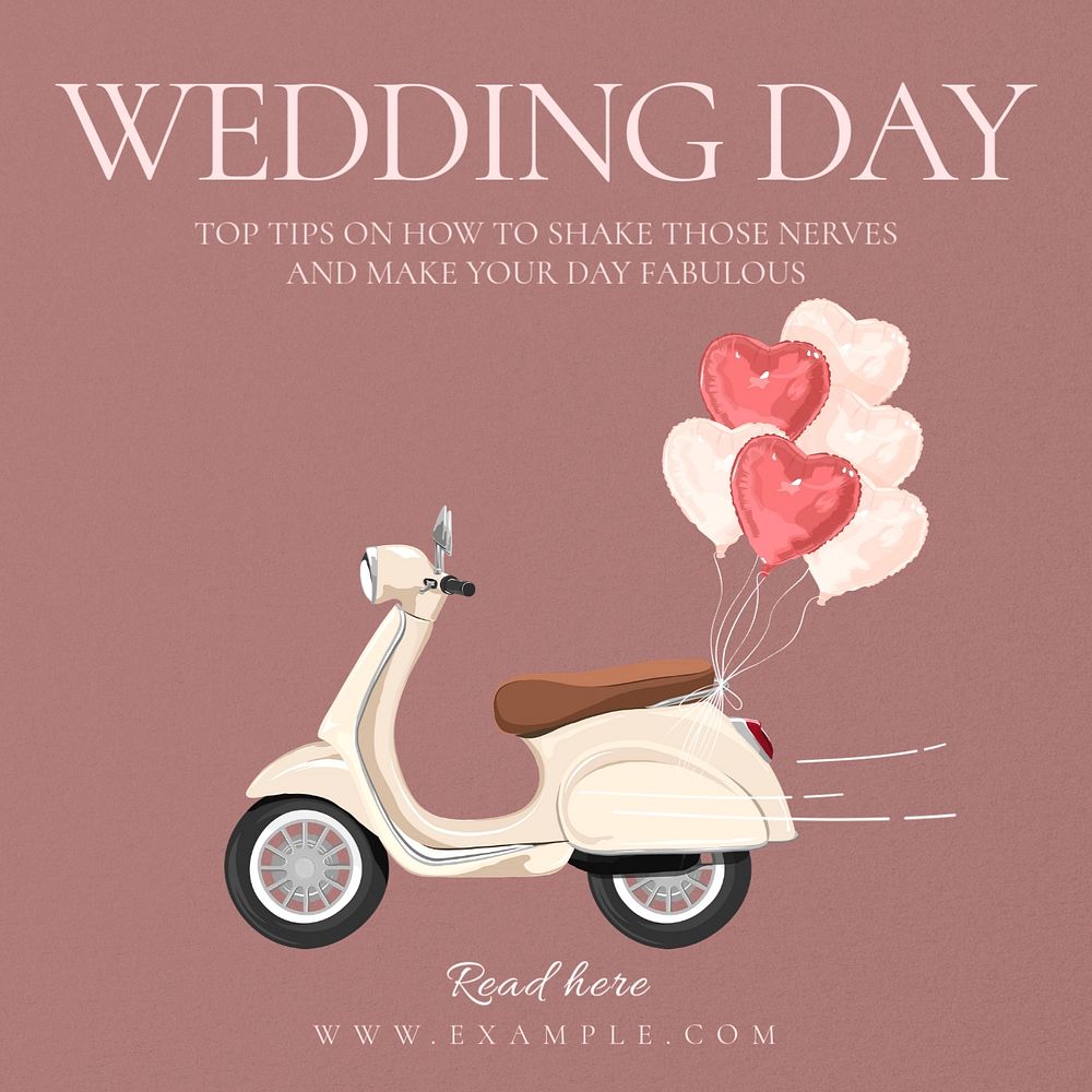 Wedding day Instagram post template, editable text