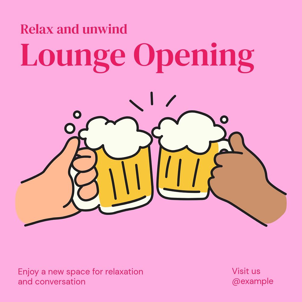 Lounge opening Instagram post template, editable text