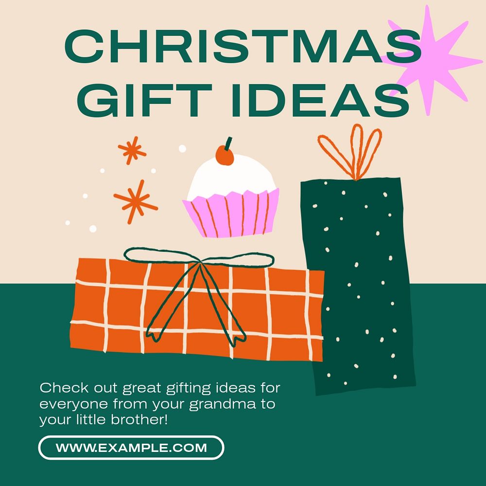 Christmas gift  Instagram post template, editable text