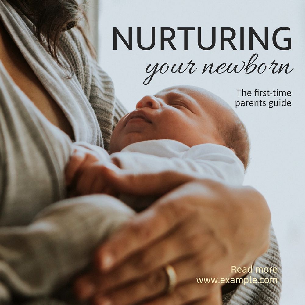 Newborn nurturing  Instagram post template, editable text