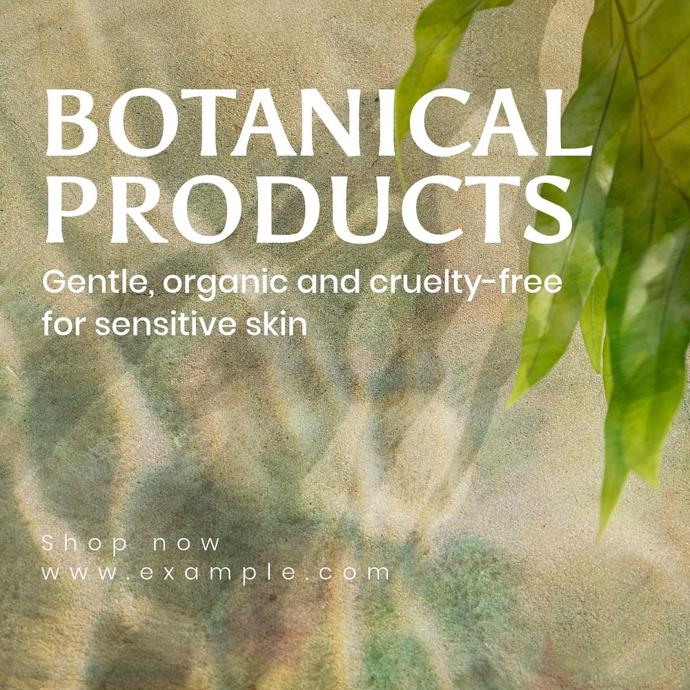 Botanical products Instagram post template, editable text