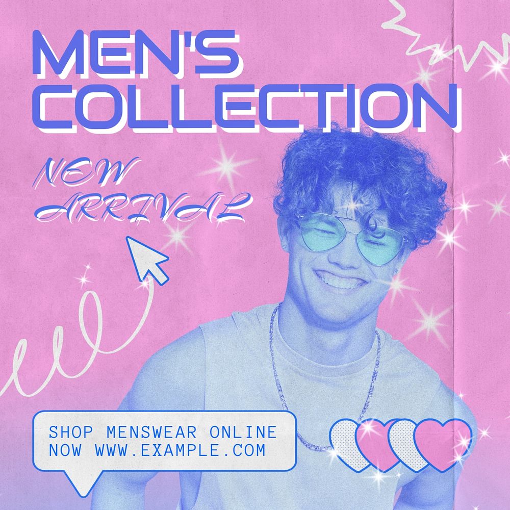 Men's collection Instagram post template, editable text