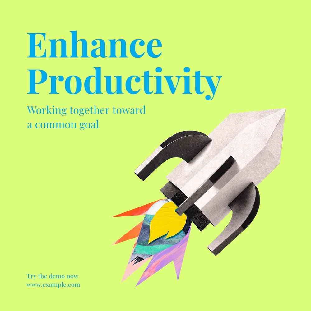 Enhance productivity Instagram post template, editable text