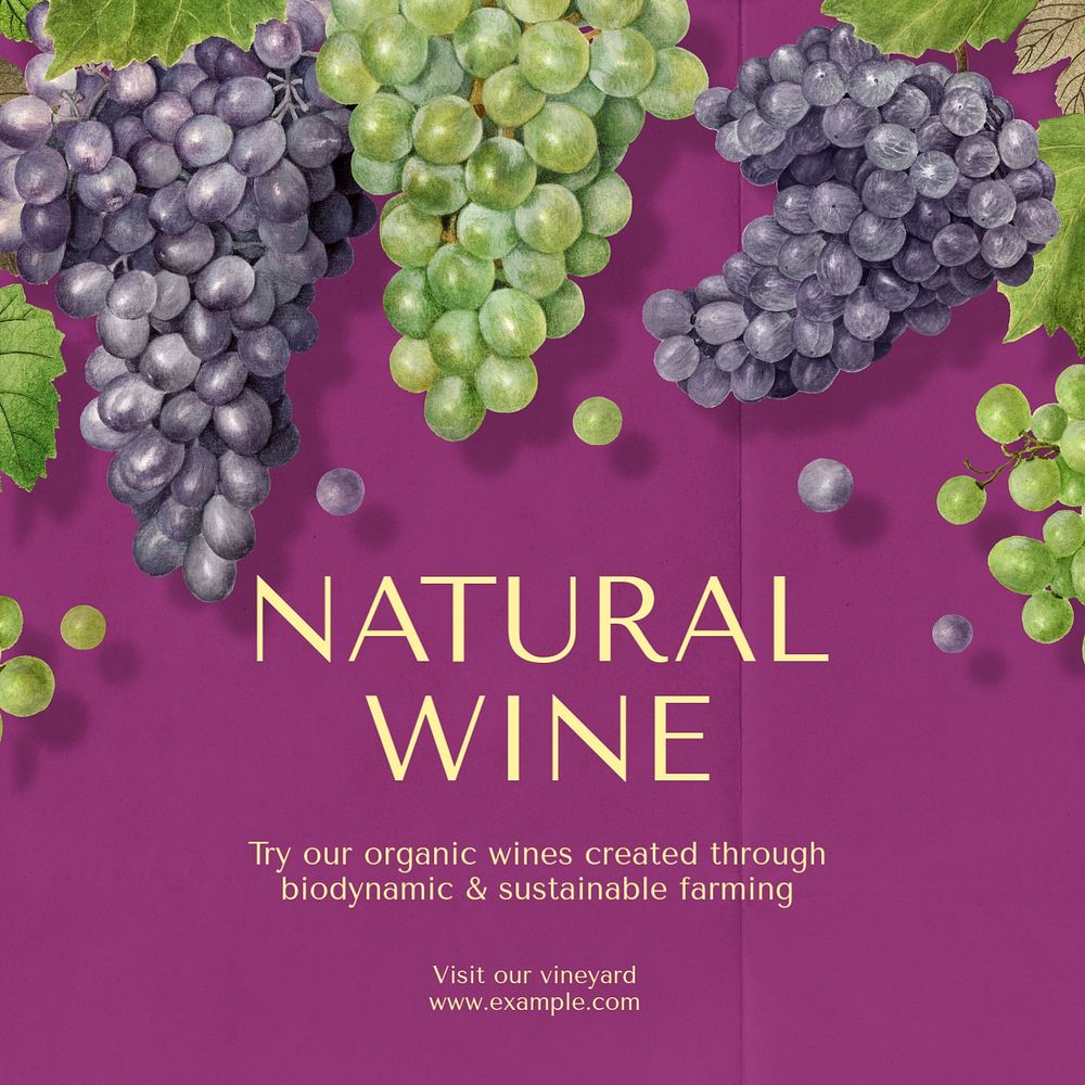 Natural wine Instagram post template, editable text