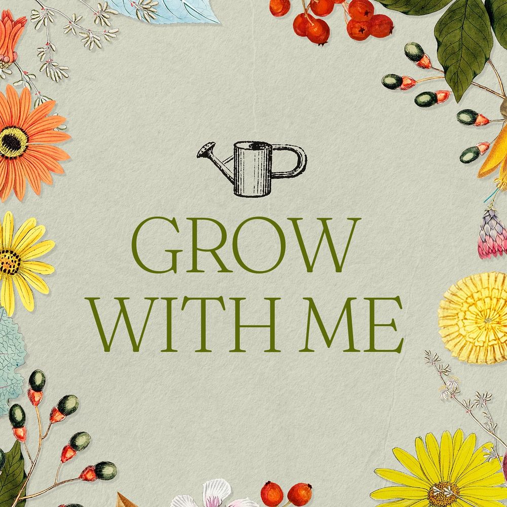 Grow with me Instagram post template, editable text