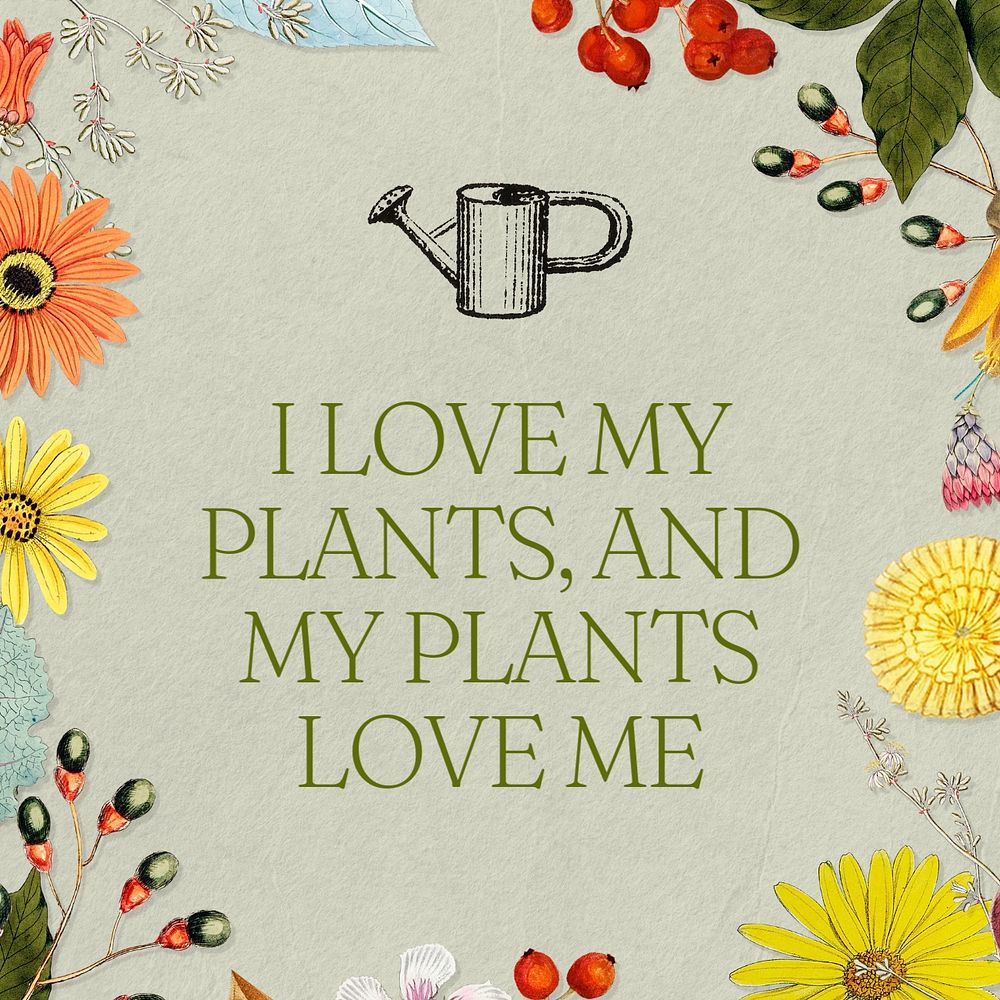 I love my plants Instagram post template, editable text