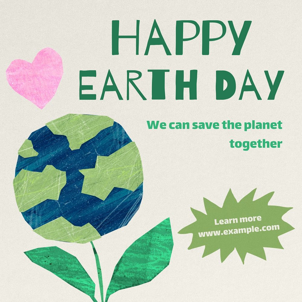 Happy earth day Instagram post template, editable text