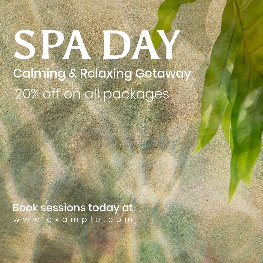 Spa day Instagram post template, editable text