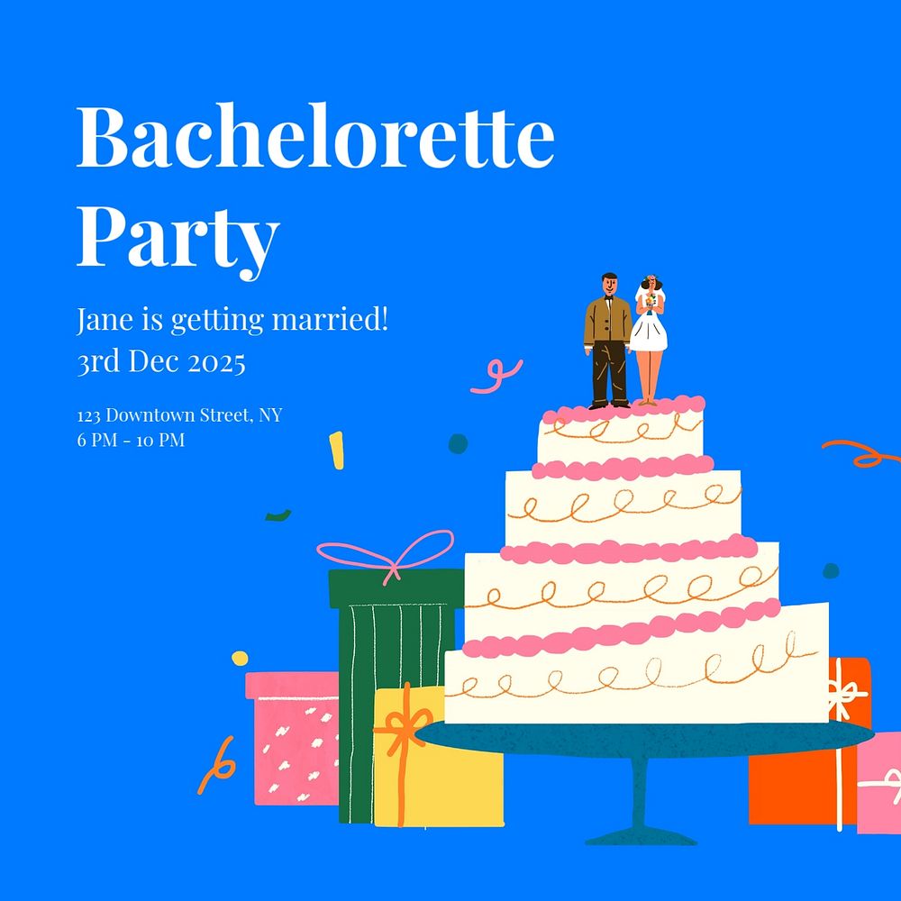 Bachelorette party Instagram post template, editable text