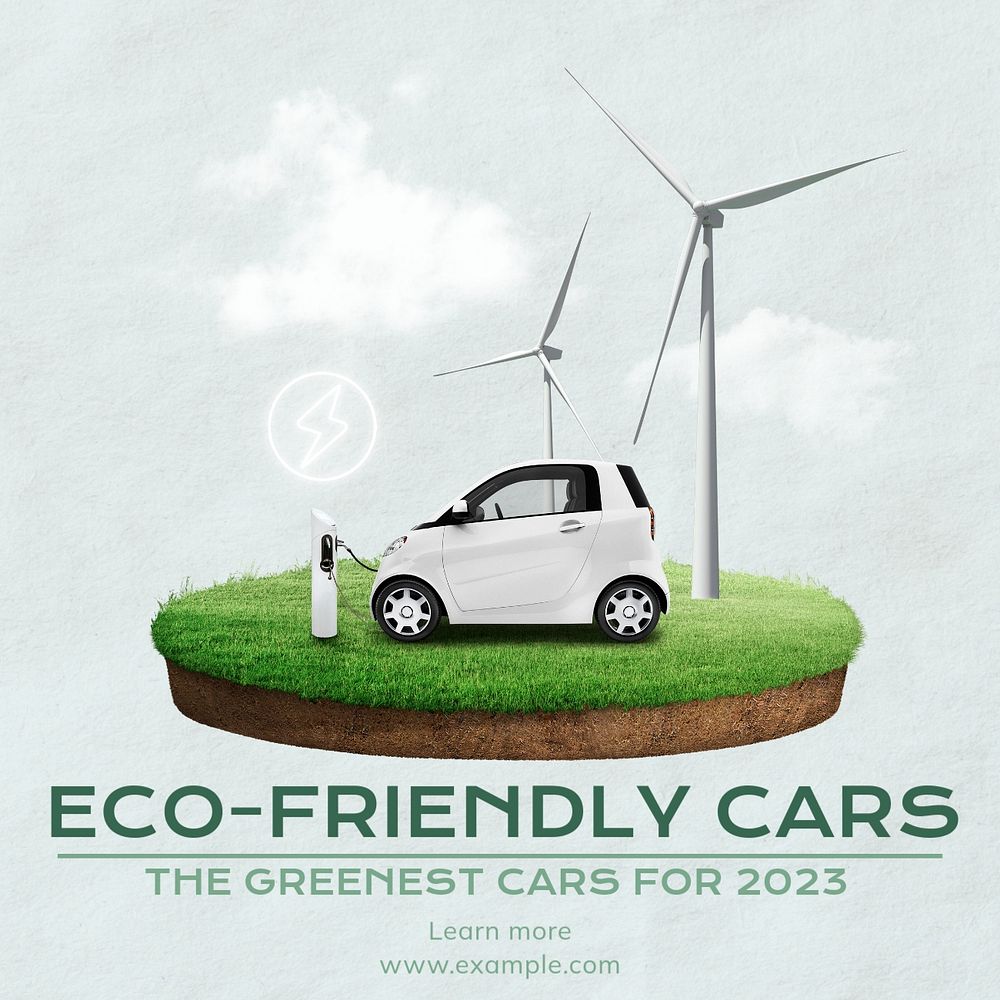 Eco-friendly cars  Instagram post template, editable text