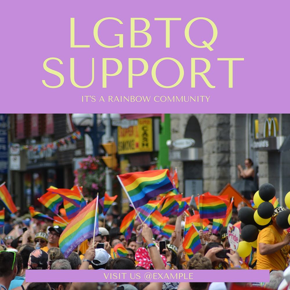 LGBTQ support group Instagram post template, editable text