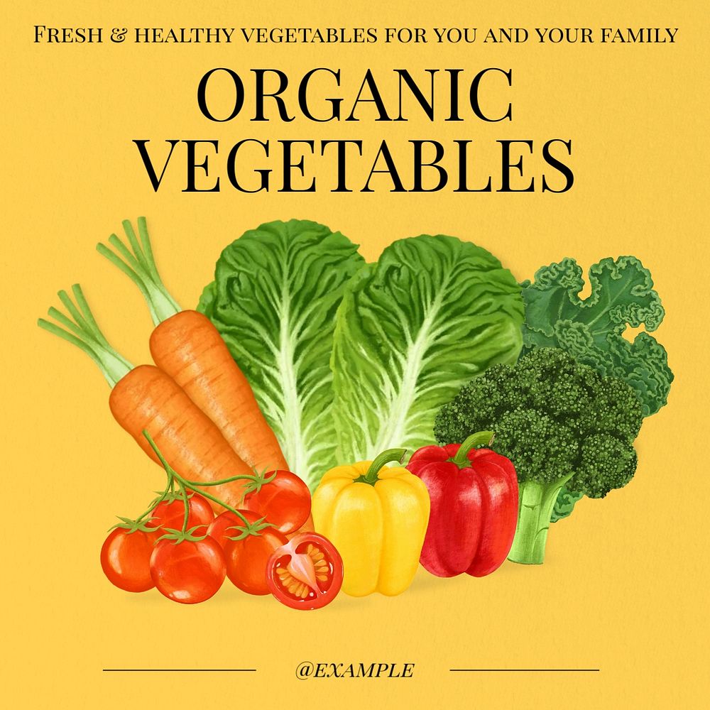 Organic vegetables Instagram post template, editable text