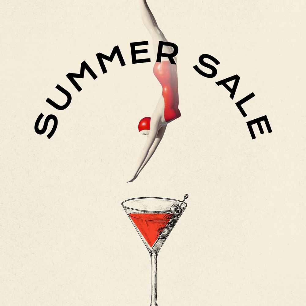 Summer sale Instagram post template, editable text