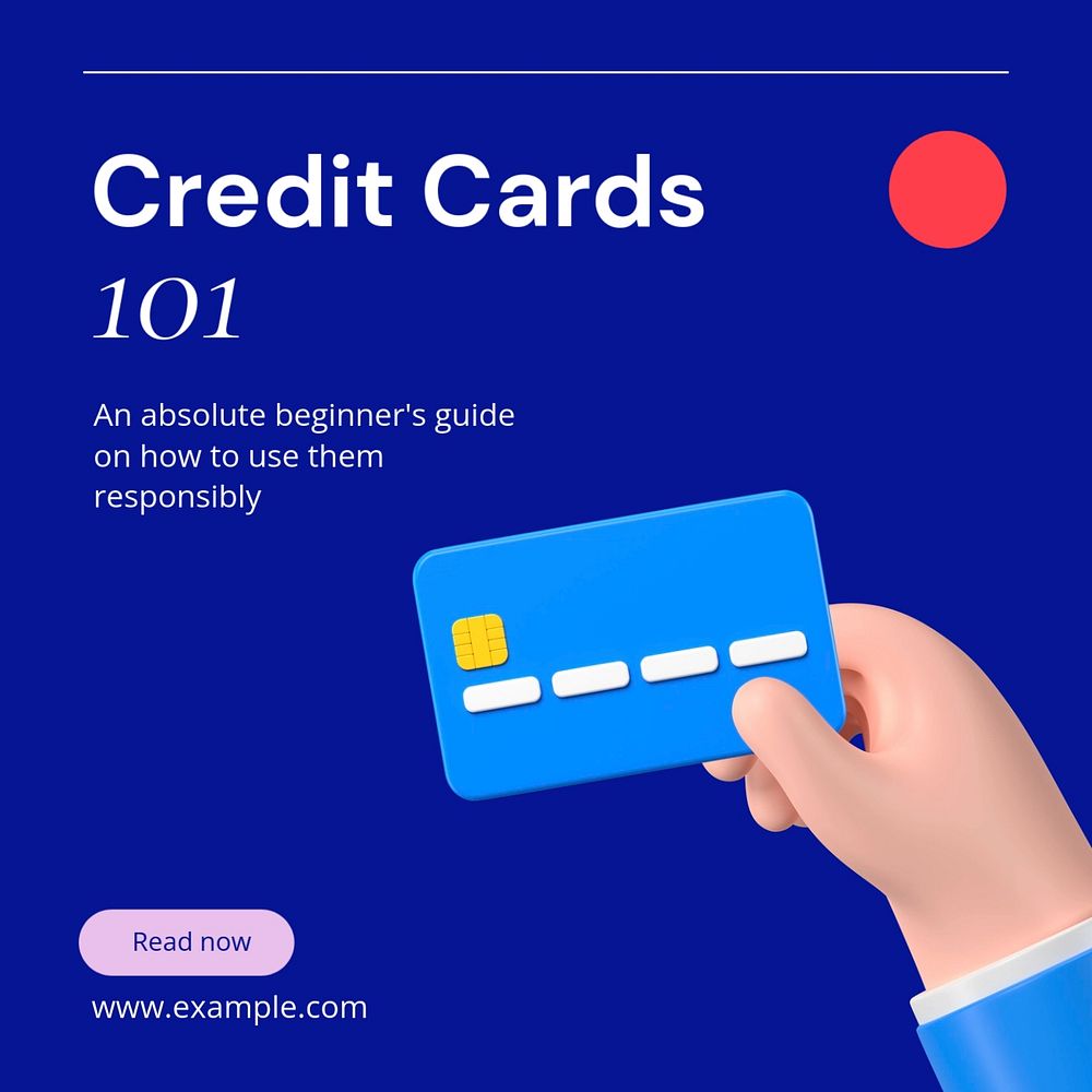 Credit card guide Instagram post template, editable text